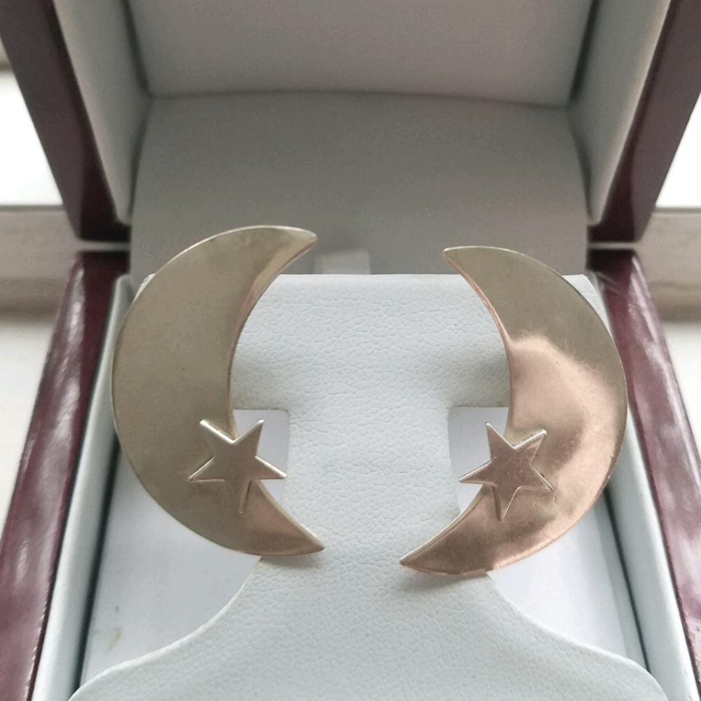 Moon & Star Sterling Silver Earrings